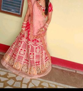 Exquisite Red &amp; Pink Embroidered Lehenga Choli