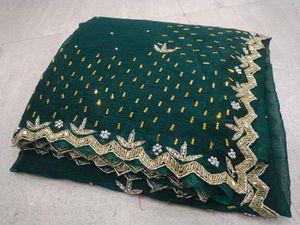 Embellished Green Saree