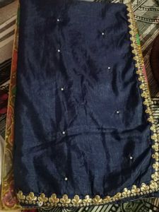Elegant Navy Blue Saree with Gold Border