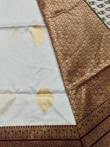 Elegant White Saree with Maroon Border