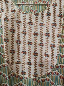 Green Printed Cotton Kurta