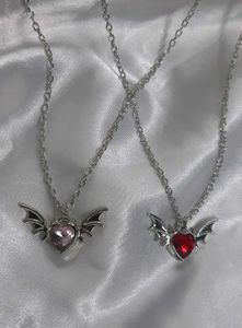 Cute Bat Heart Necklace Set
