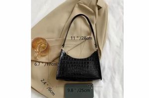 Chic Black Croc Embossed Shoulder Bag