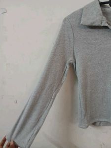 Gray Long Sleeve Top
