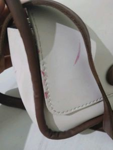 Chic Cream Crossbody Bag with Scarf Accent