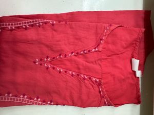 Vibrant Red Embroidered Kurta Top