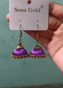 Colorful Silk Thread Jhumka Earrings - Handmade