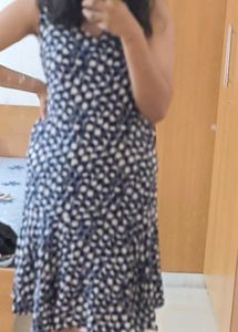 Navy &amp; White Sleeveless Dress
