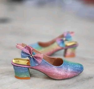 Sparkly Rainbow Bow Slingback Heels