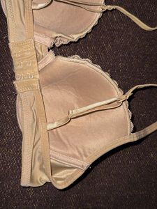 Comfortable Beige Lace Trim Bra