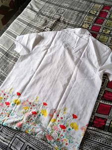 Men's White Short Sleeve Floral Shirt