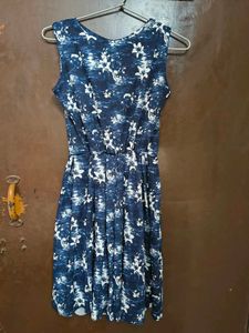 Blue &amp; White Floral Print Dress for 13-15 year old