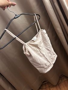 Beige Spaghetti Strap Crop Top