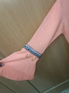 Beautiful Peach Colour V Shape Top For Girls