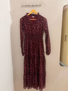Maroon Floral Maxi Dress