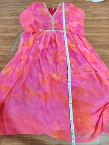 Pink Ethnic Gown With Dupatta