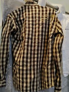 Men's Brown Gingham Checkered Shirt