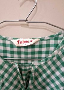 Green Gingham Cotton Top