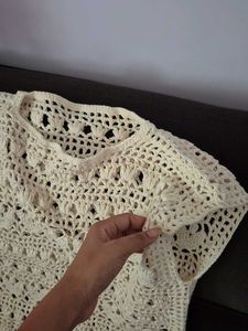 Cream Crochet Sleeveless Top
