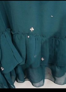 Peacock Blue Semi Transparent Top