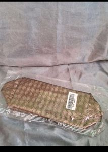Bronze brown Woven Cosmetic Pouch