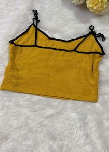 Yellow Ribbed Crop Top