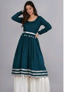 Elegant Teal & White Kurta Set
