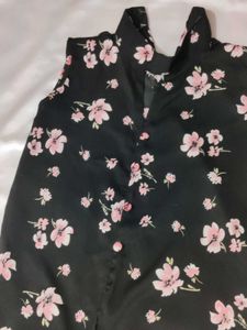 Floral Print High Neck Slit Kurta