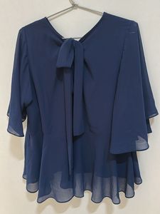 Elegant Navy Blue Peplum Top