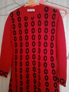 Chic Red &amp; Black Patterned Dress