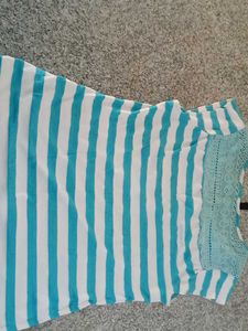 Striped Lace Shoulder Top