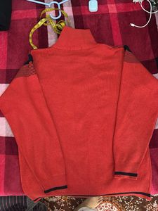 Men's Red Zip-Up Sweater