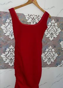 Chic Red Ruched Bodycon Dress