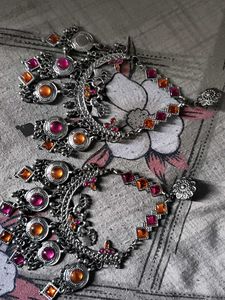 Boho Earrings with Pink &amp; Orange Stones