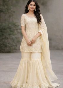Elegant Cream Sharara Suit Set