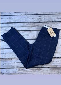 Checkered Navy Blue Pants+ Gift 🎁