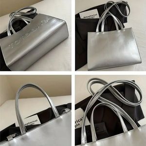 Silver Metallic Tote Bag
