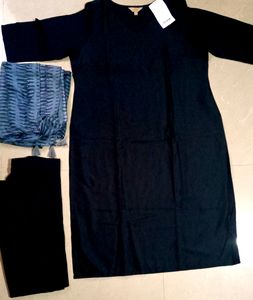 Black Dress 3 pc 🖤 Reyon Material