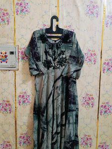 Elegant Green &amp; black Anarkali Gown