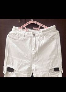 Chic White Distressed Flare Pants