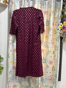 Maroon Kurta with Gold Polka Dots
