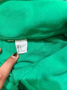 Green Collared Cropped Sweatshirt