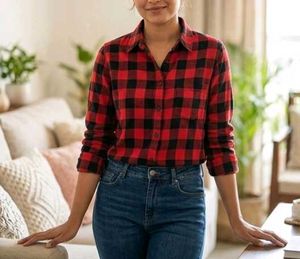 Classic Red & Black Plaid Flannel Shirt