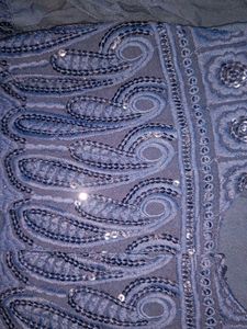 Blue Embroidered Frock For Women