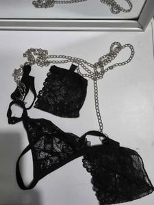 Kellberry Black Lace Babydoll with Chain Detail