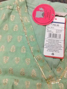 Light Green Blouse with Gold Print
