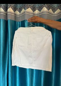 White Denim Mini Skirt