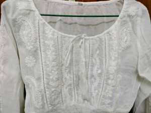 White Chikankari Embroidered Blouse / Coquette Top