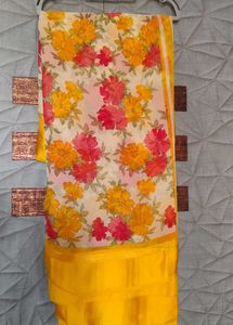 Vibrant Floral Print Saree