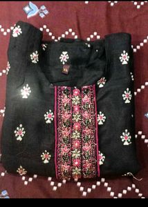 Elegant Black Kurta Set with Red Dupatta